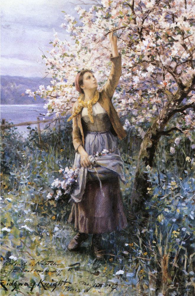 Daniel Ridgway Knight Gathering Apple Blossoms